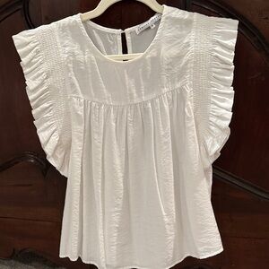 English Factory Cream Ruffle Sleeve Blouse
